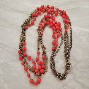 💕 J.Crew Red Beaded Multi Strand Nekclace 💕